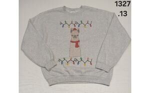 Gildan (Medium) Gray Funny Xmas Lama Ugly Pullover Sweater